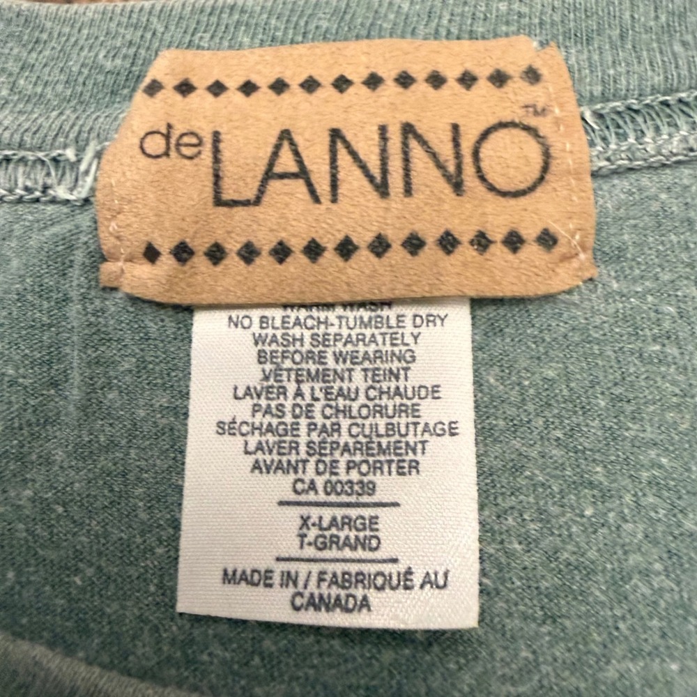 Vintage de LANNO Montana Graphic T-Shirt XL Sage Green Embroidered Cabin Canada - Picture 3 of 6